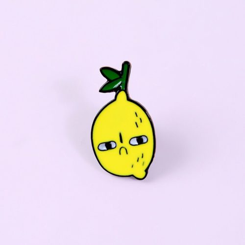 Unhappy Yellow Lemon Enamel Pin