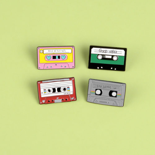 Vintage Classic Tape Metal Enamel Brooch Best 90's Cassette Tape Cassette Pin Music Fan Trendy Coat Backpack Jewelry Gift