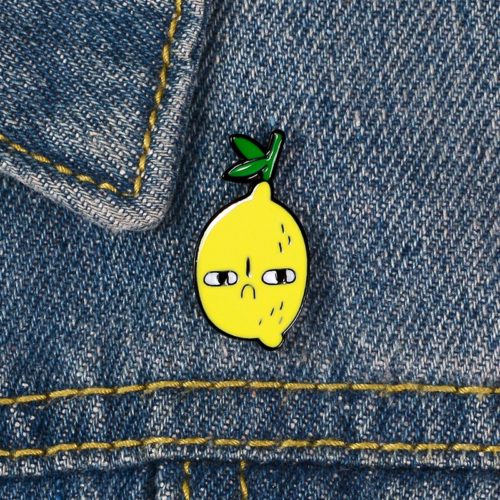 Unhappy Yellow Lemon Enamel Pin