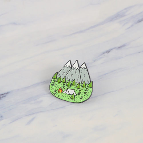 Fresh Peach Banana Lemon Cactus Forest Mountain Enamel Pin Fruit Plants Travel Adventure Brooches for Women Men Badge Collection