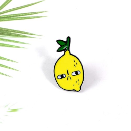 Unhappy Yellow Lemon Enamel Pin