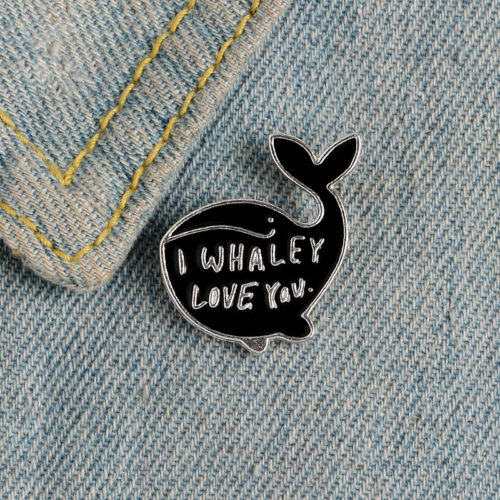 I Whaley Love You Enamel Pins Meme Whale Ocean Animal Jewelry Cetacean Brooches Denim jeans Lapel Pins For Girlfriend Boyfriend