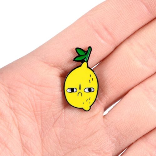 Unhappy Yellow Lemon Enamel Pin