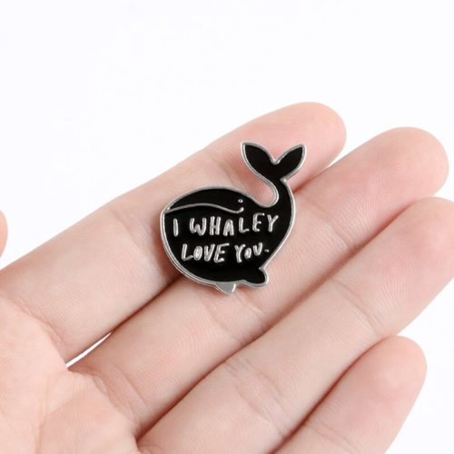 I Whaley Love You Enamel Pins Meme Whale Ocean Animal Jewelry Cetacean Brooches Denim jeans Lapel Pins For Girlfriend Boyfriend