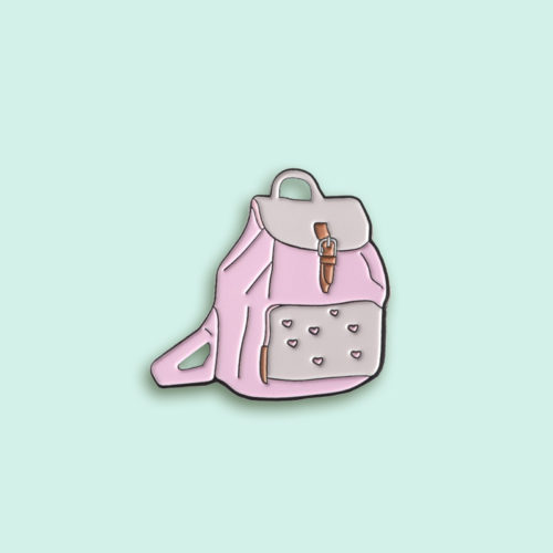 Backpack Flip Pins Pink Enamel Badge Brooch Gift for friend Lapel pin